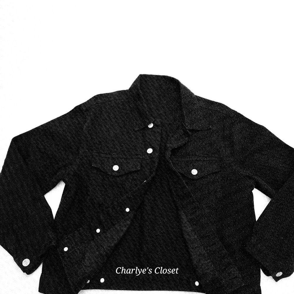 Brandy Melville John Galt Black Denim Jacket‎ S Grunge Goth City Layering Travel